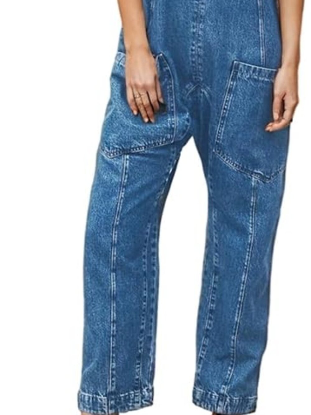 High Roller Pull Strap Iconic Light Blue Jumpsuit - Picture 5 of 8